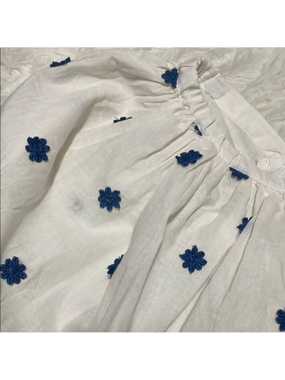 FARM RIO White and Blue Floral Crop Top Sz Large - Picture 10 of 12